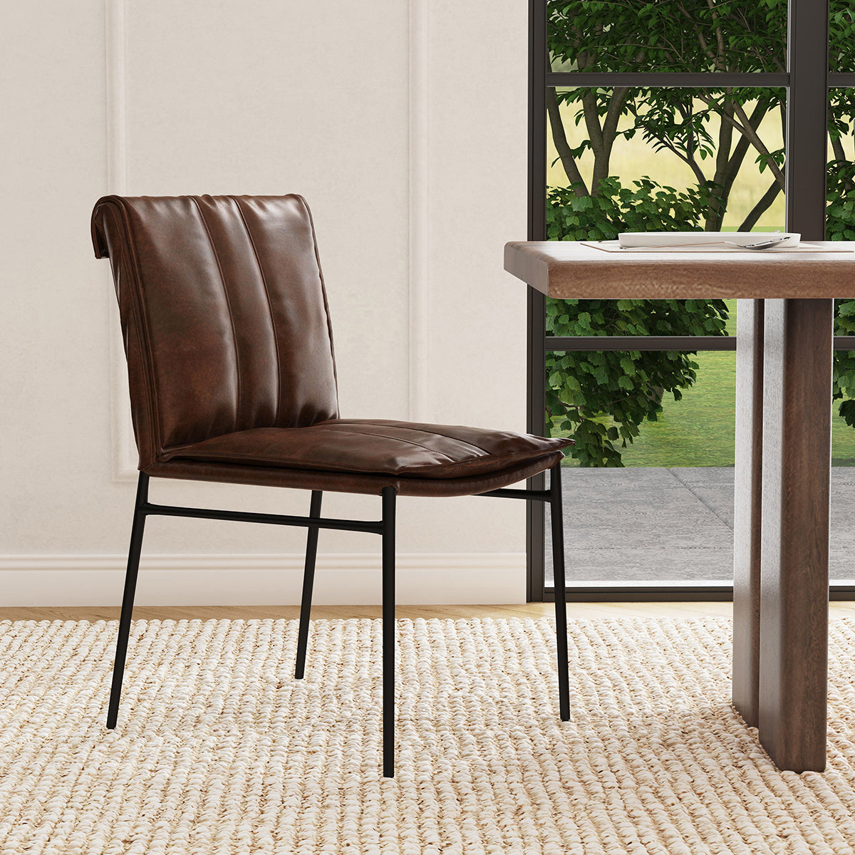 Brown Top Grain Leather Dining Chair Mayer Dining Chair Set of 2 Collection