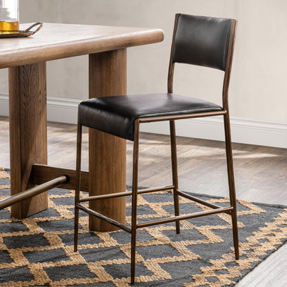 Black Top Grain Leather Bar & Counter Stool Kayne Counter Stool Collection