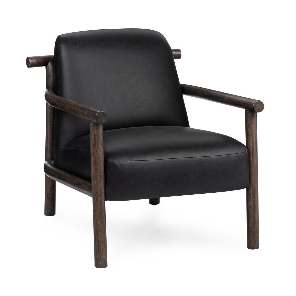 Black Top Grain Leather Accent Chair Azoria Accent Chair Collection