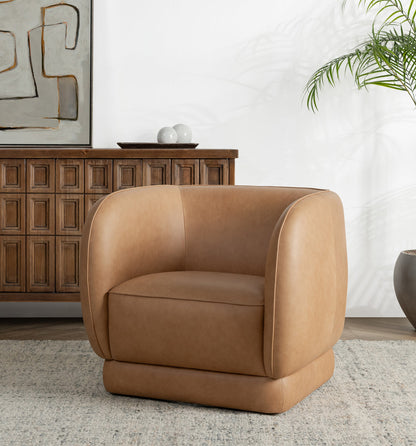 Tan Top Grain Leather Accent Chair Rinner Accent Chair Collection