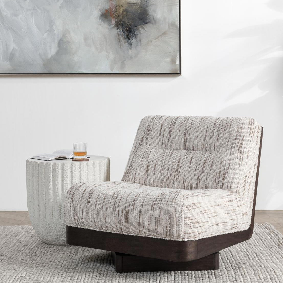 Cocoa Cream 90% Polyester/ 10% Acrylic Accent Chair Crandall Swivel Chair Collection