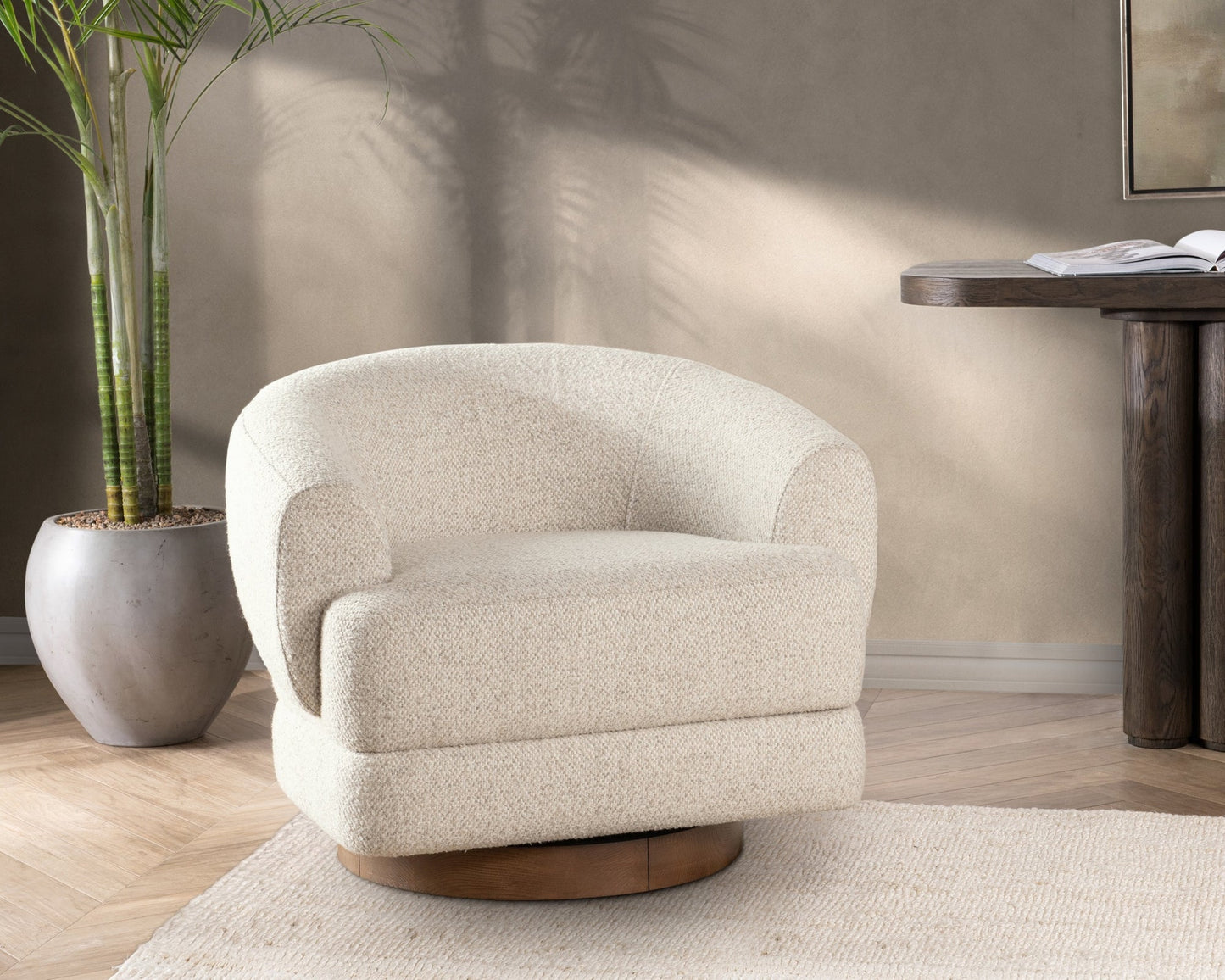 Dusty Beige 100% Polyester Accent Chair Chassia Swivel Chair Collection