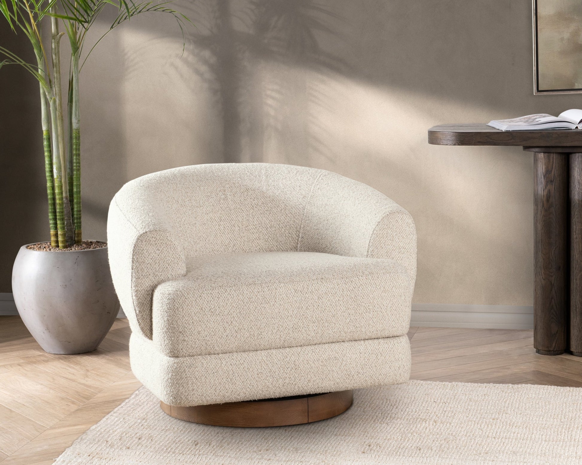 Dusty Beige 100% Polyester Accent Chair Chassia Swivel Chair Collection