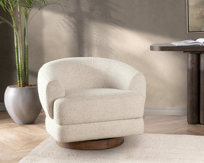 Dusty Beige 100% Polyester Accent Chair Chassia Swivel Chair Collection