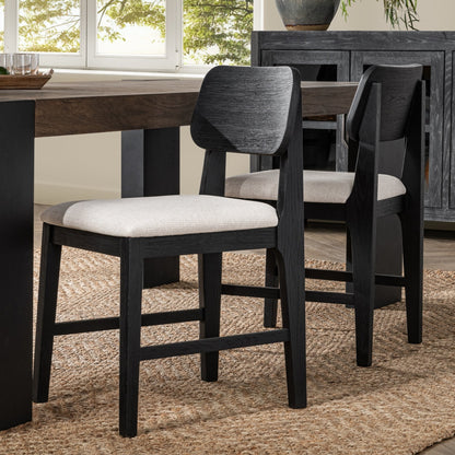 Black Oak Wood Dining Chair Deaven Dining Chair Set of 2 Collection