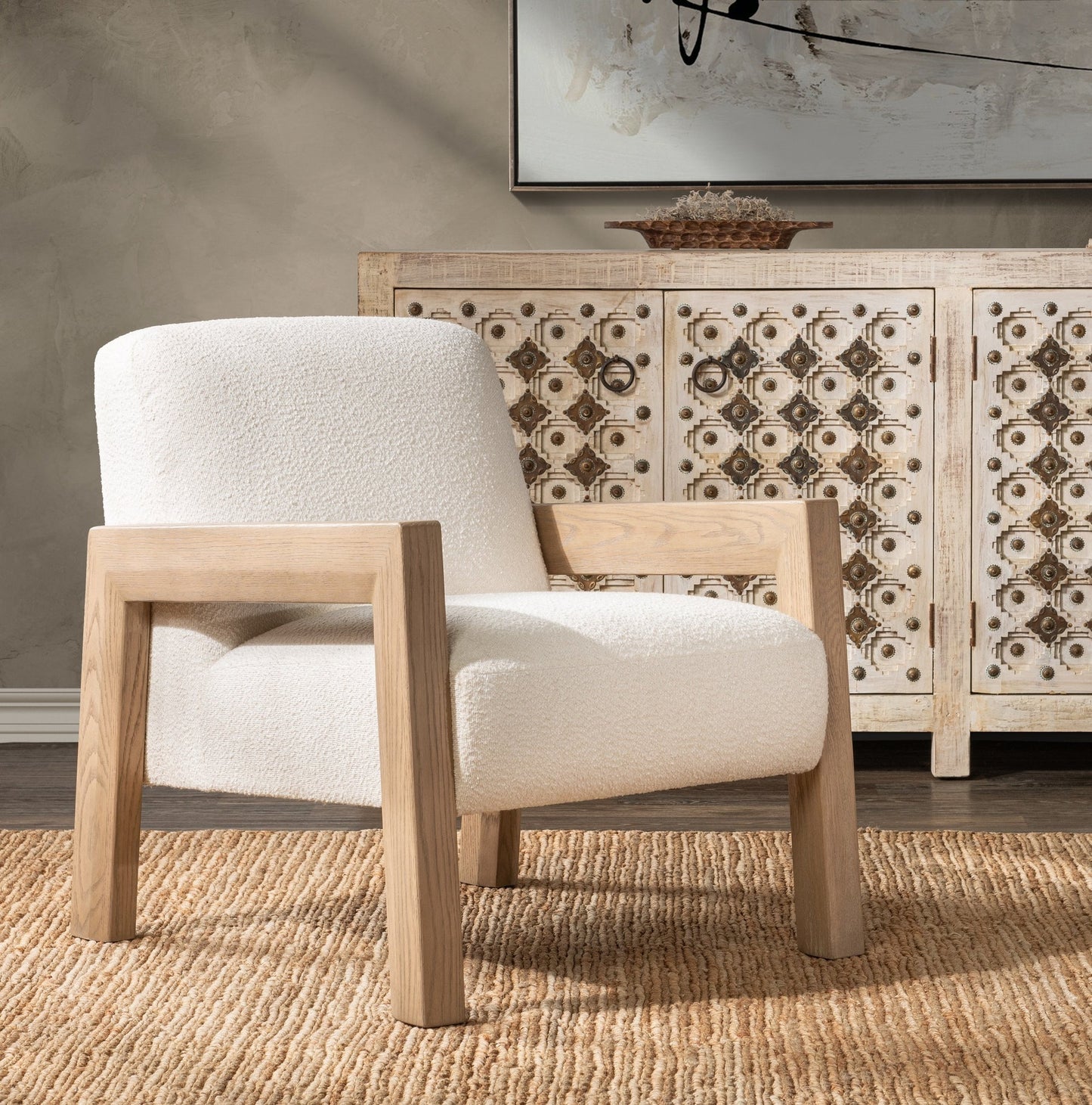 Ivory 80% Polyester 20%Arcylic Accent Chair Aliza Accent Chair Collection