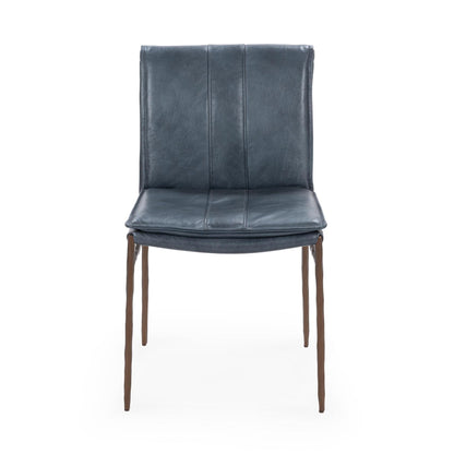 Ocean Blue Top Grain Leather Dining Chair Mayer Leather Dining Chair Set of 2 Collection