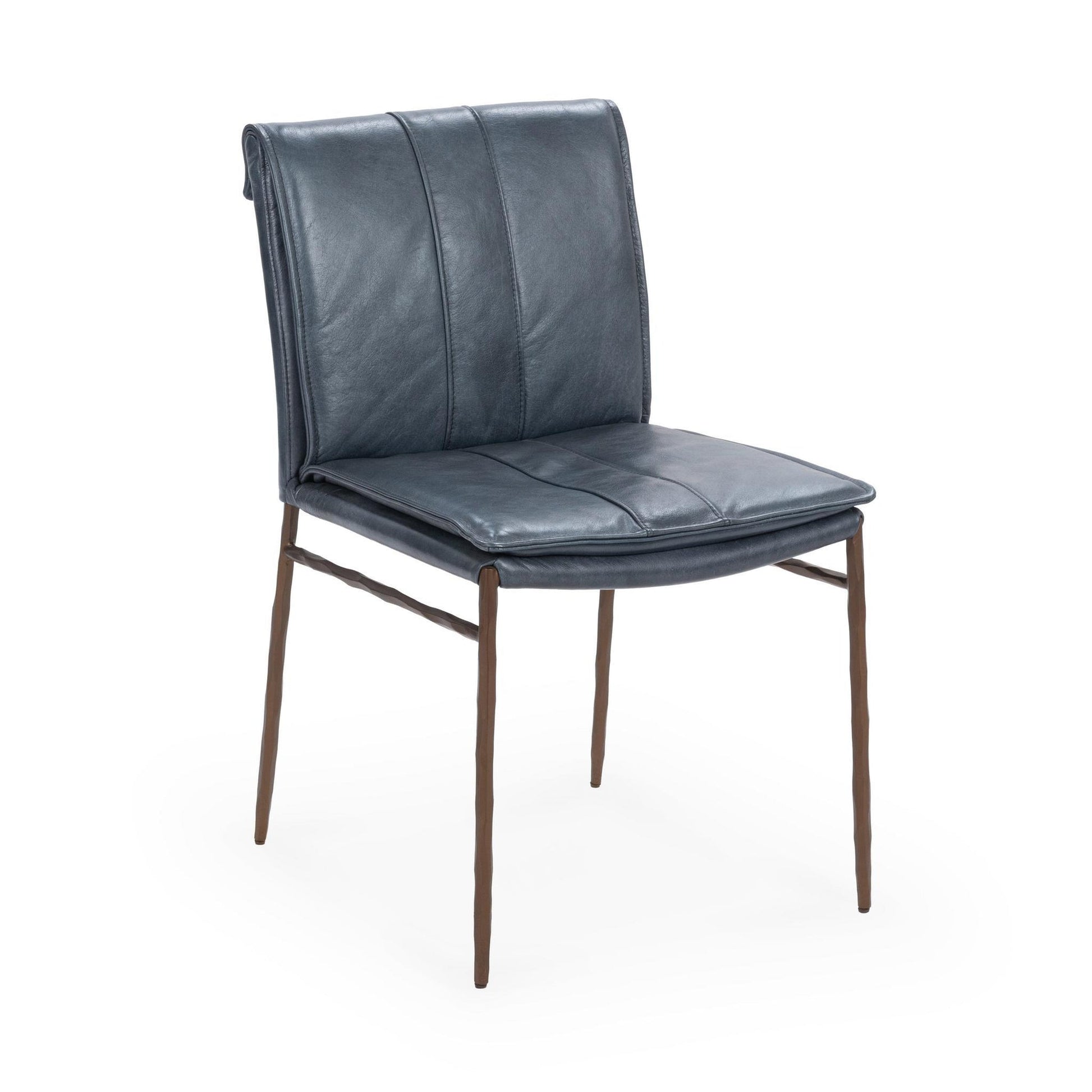 Mayer Leather Dining Chair Set of 2 Ocean Blue