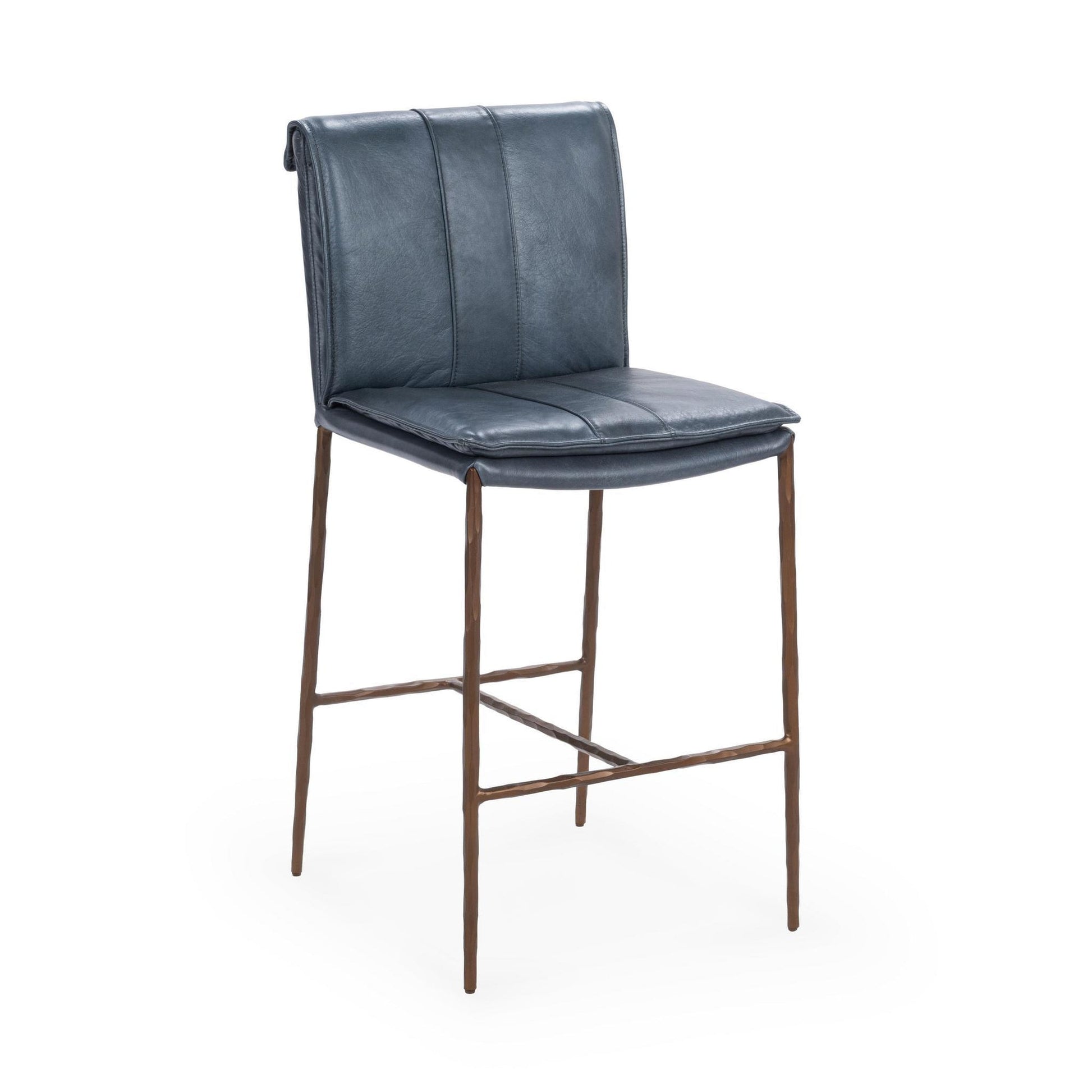 Ocean Blue Top Grain Leather Bar & Counter Stool Mayer Counter Stool Collection