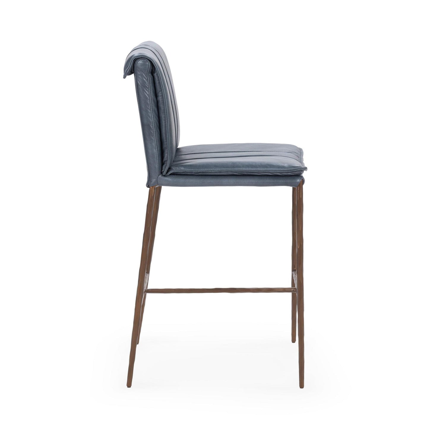 Ocean Blue Top Grain Leather Bar & Counter Stool Mayer Counter Stool Collection