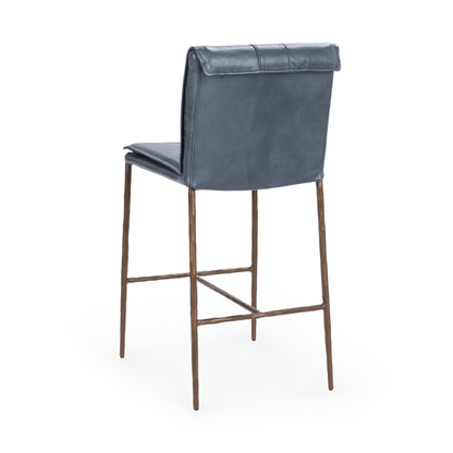 Ocean Blue Top Grain Leather Bar & Counter Stool Mayer Counter Stool Collection