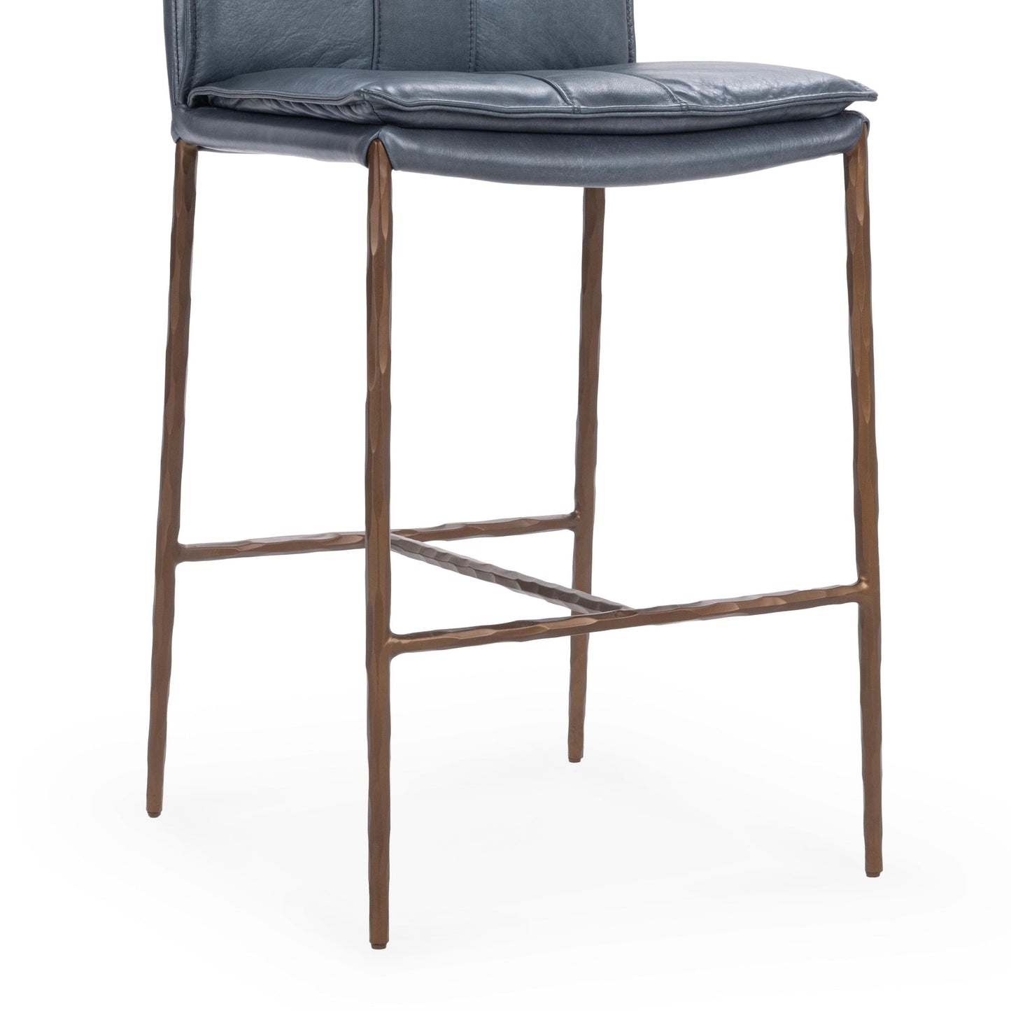 Ocean Blue Top Grain Leather Bar & Counter Stool Mayer Counter Stool Collection