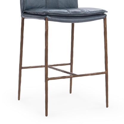 Ocean Blue Top Grain Leather Bar & Counter Stool Mayer Counter Stool Collection