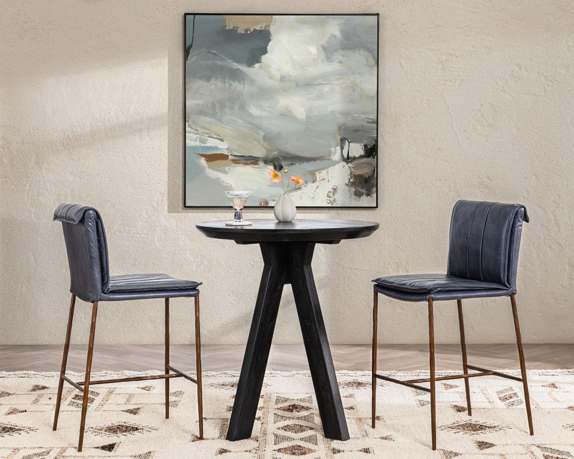 Ocean Blue Top Grain Leather Bar & Counter Stool Mayer Counter Stool Collection