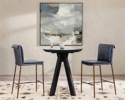 Ocean Blue Top Grain Leather Bar & Counter Stool Mayer Counter Stool Collection