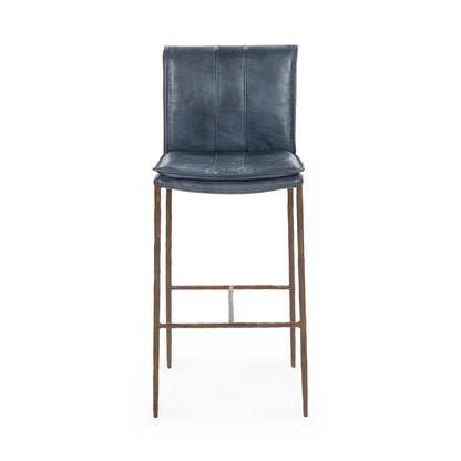 Ocean Blue Top Grain Leather Bar & Counter Stool Mayer Barstool Collection