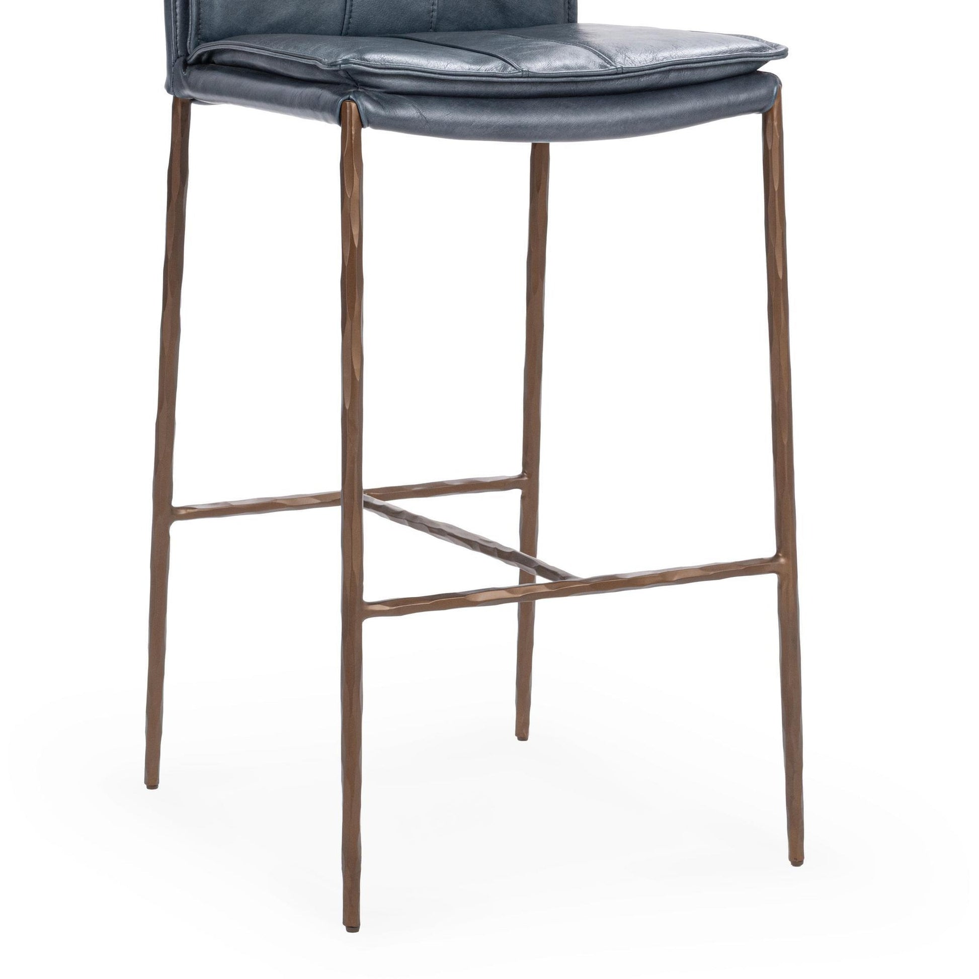 Ocean Blue Top Grain Leather Bar & Counter Stool Mayer Barstool Collection