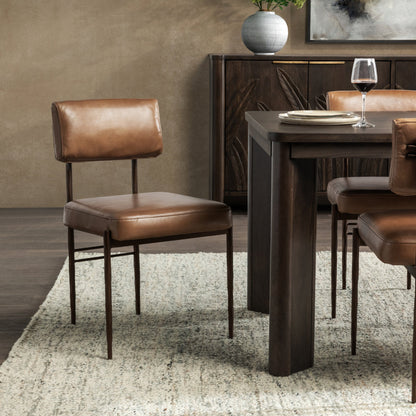 Set of 2 Top Grain Leather Dining Chair Kester Dining Chair Tan Collection