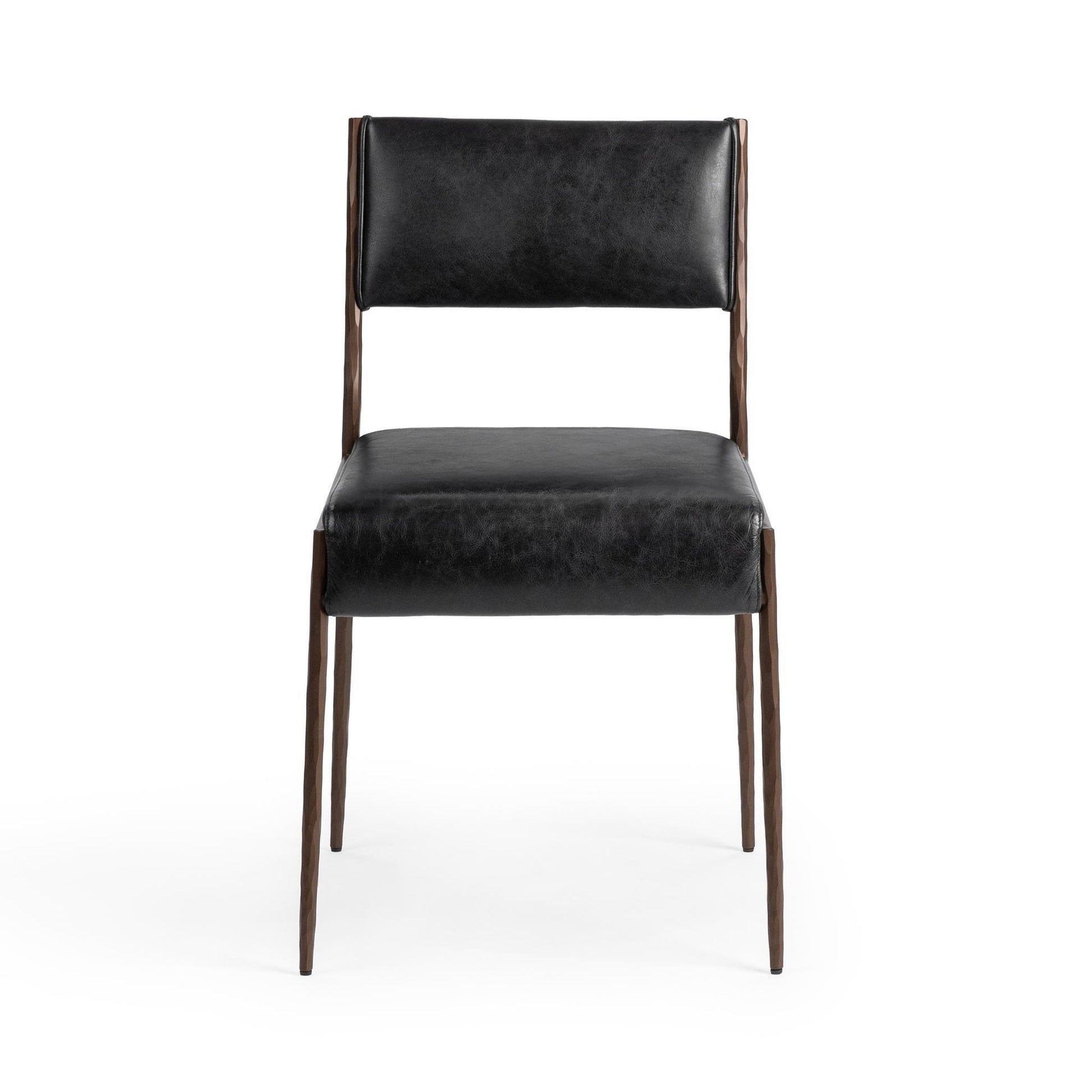 Jet Black Top Grain Leather Dining Chair Kayne Dining Chair Set of 2 Collection