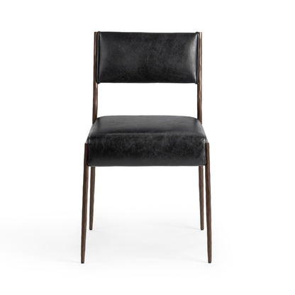 Jet Black Top Grain Leather Dining Chair Kayne Dining Chair Set of 2 Collection