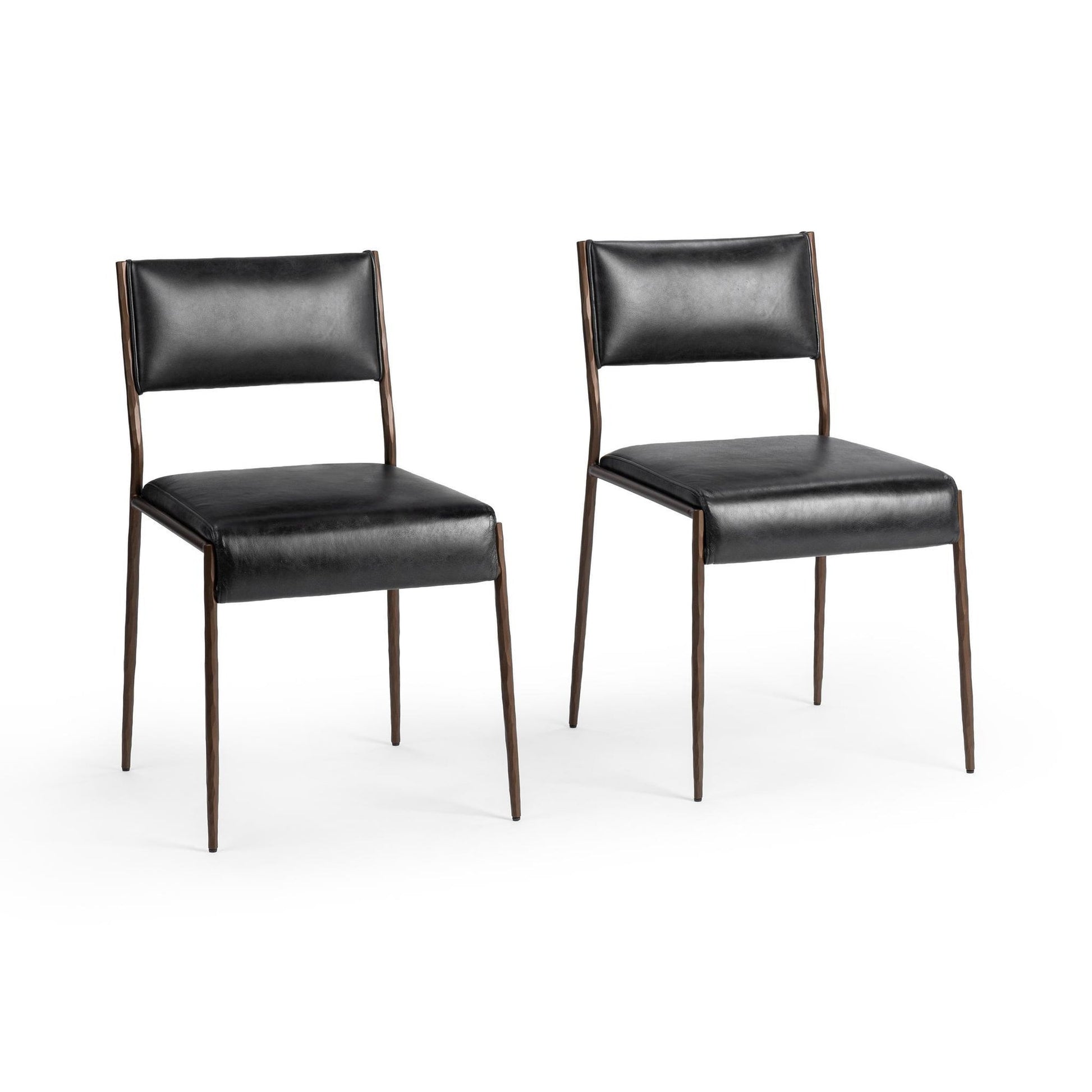 Jet Black Top Grain Leather Dining Chair Kayne Dining Chair Set of 2 Collection