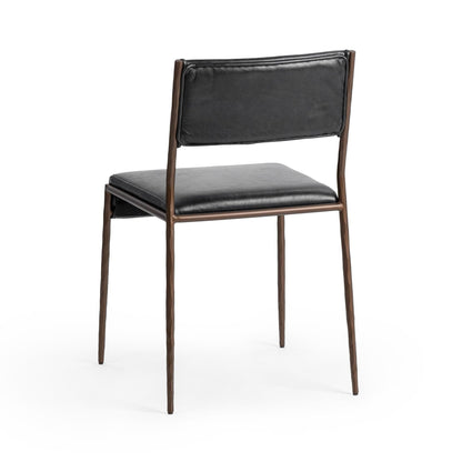 Jet Black Top Grain Leather Dining Chair Kayne Dining Chair Set of 2 Collection