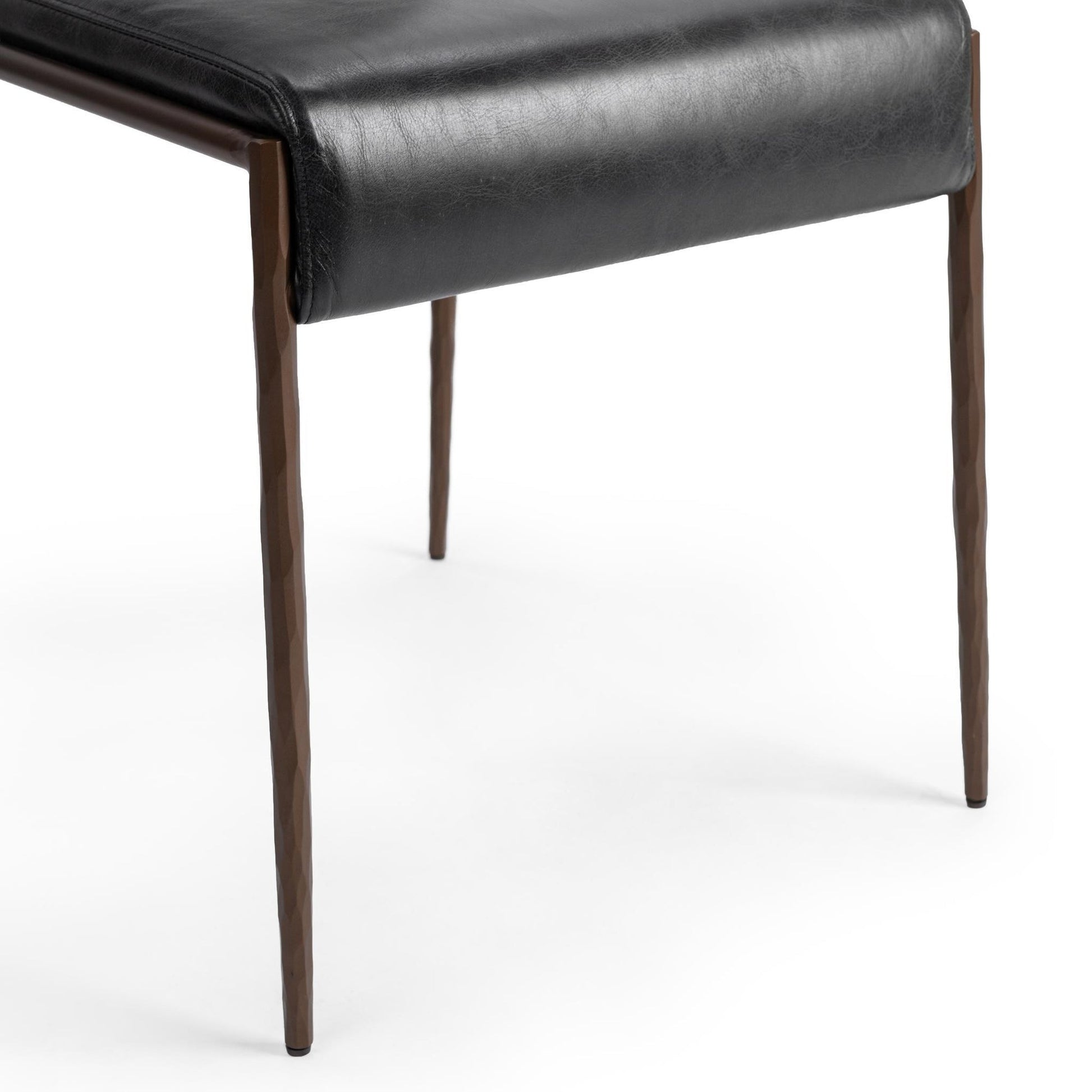 Jet Black Top Grain Leather Dining Chair Kayne Dining Chair Set of 2 Collection