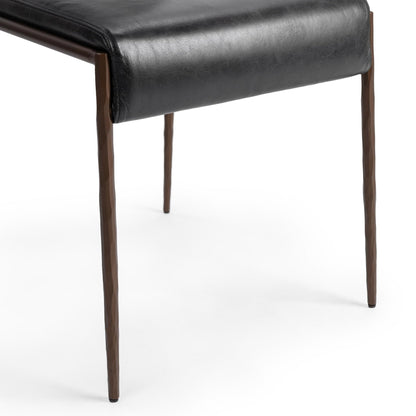 Jet Black Top Grain Leather Dining Chair Kayne Dining Chair Set of 2 Collection