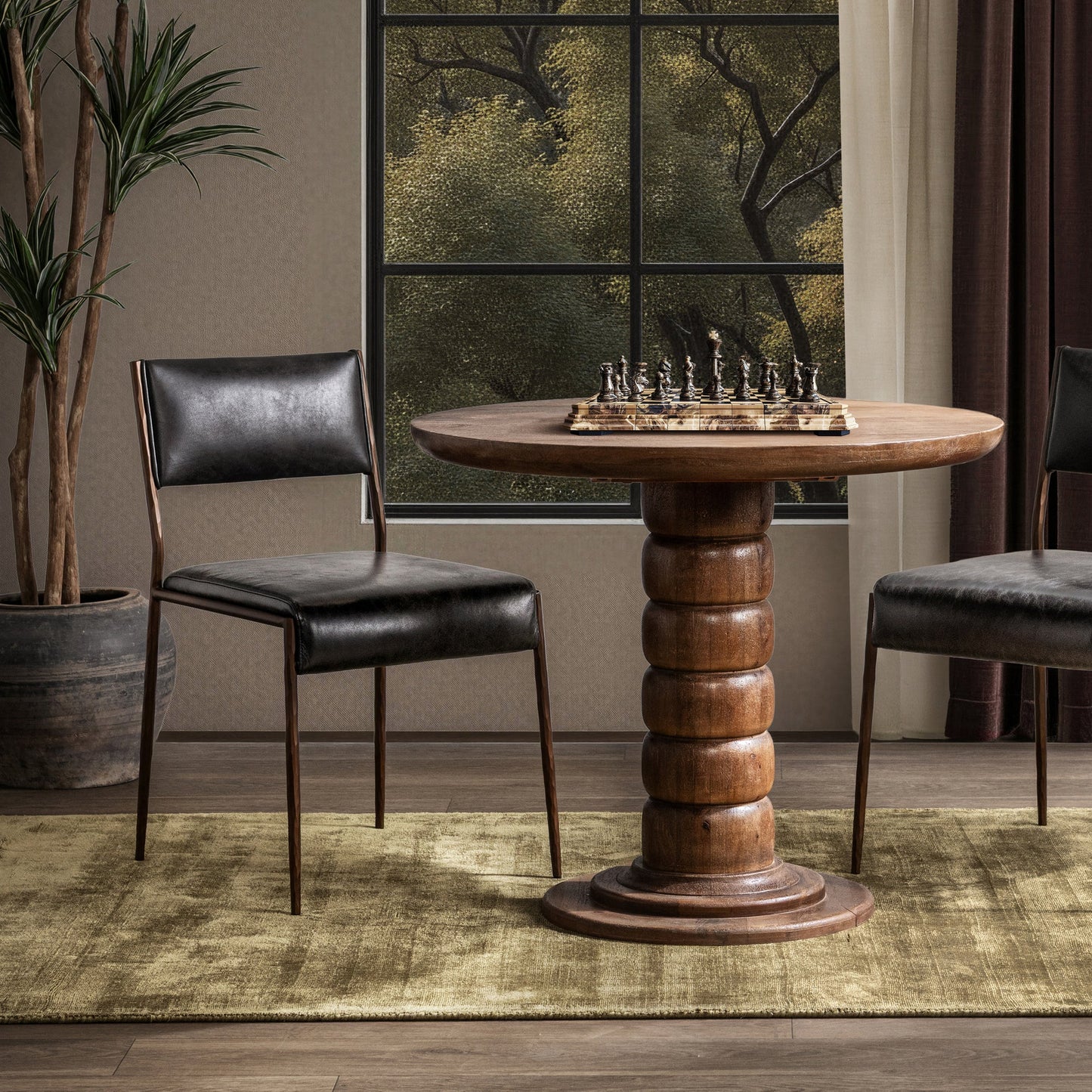 Jet Black Top Grain Leather Dining Chair Kayne Dining Chair Set of 2 Collection