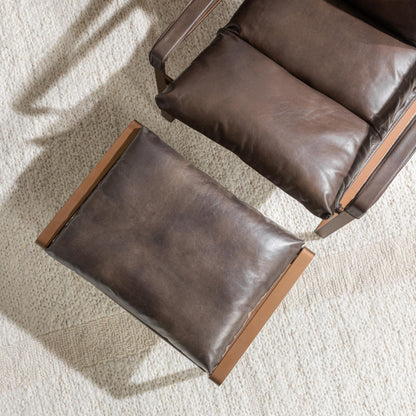 Truffle Brown Top Grain Leather Ottomans & Stool Morgan Stool Collection