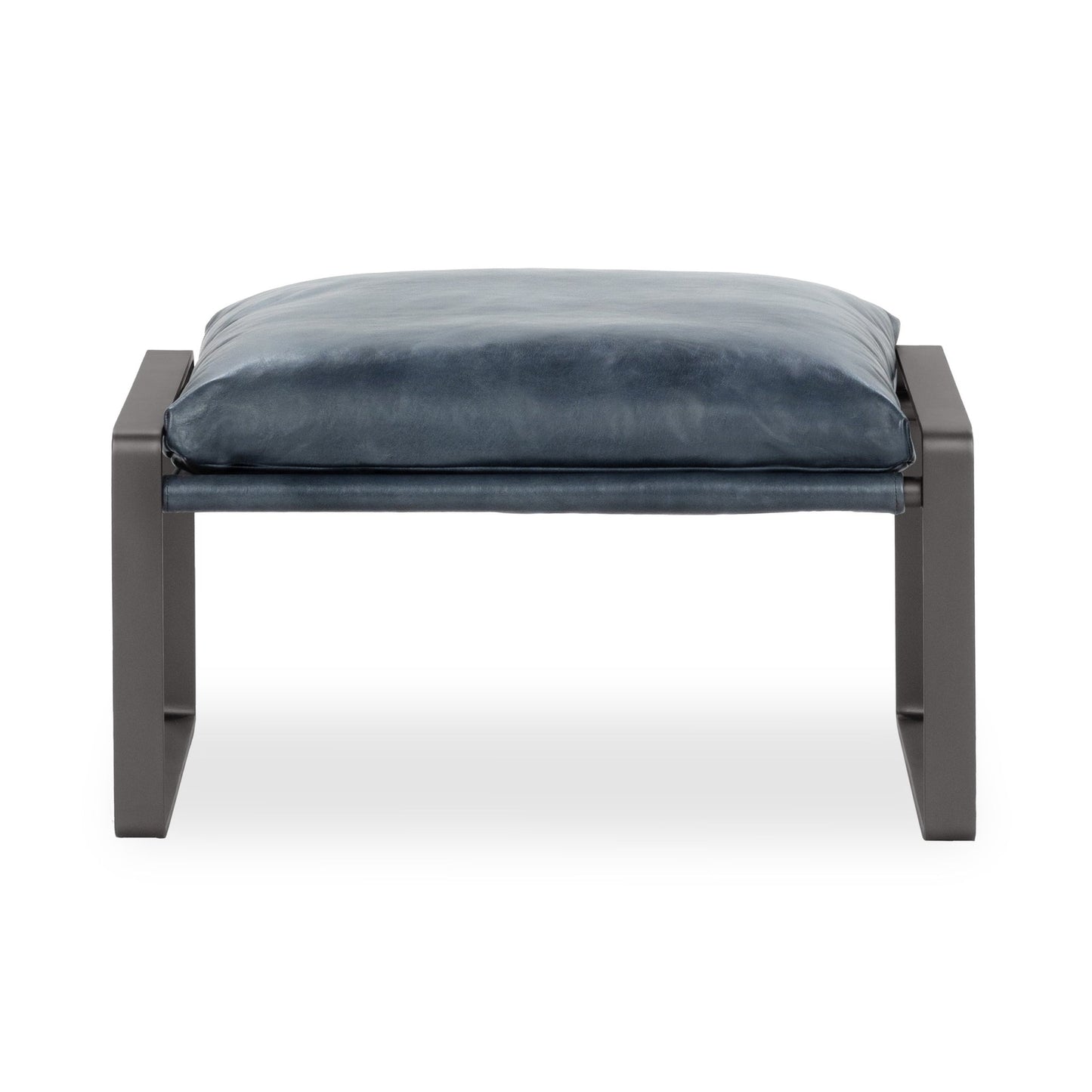 Ocean Blue Top Grain Leather Ottomans & Stool Morgan Stool Collection