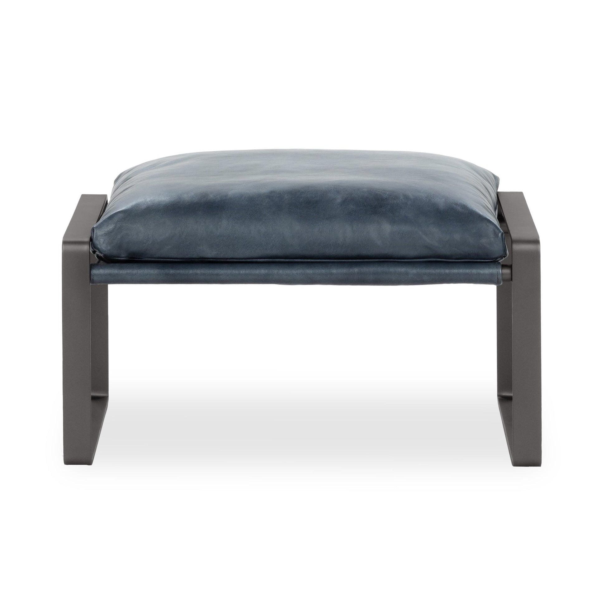 Ocean Blue Top Grain Leather Ottomans & Stool Morgan Stool Collection