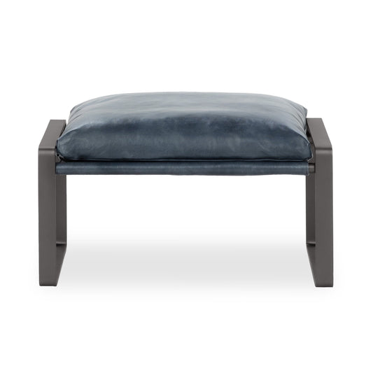Ocean Blue Top Grain Leather Ottomans & Stool Morgan Stool Collection