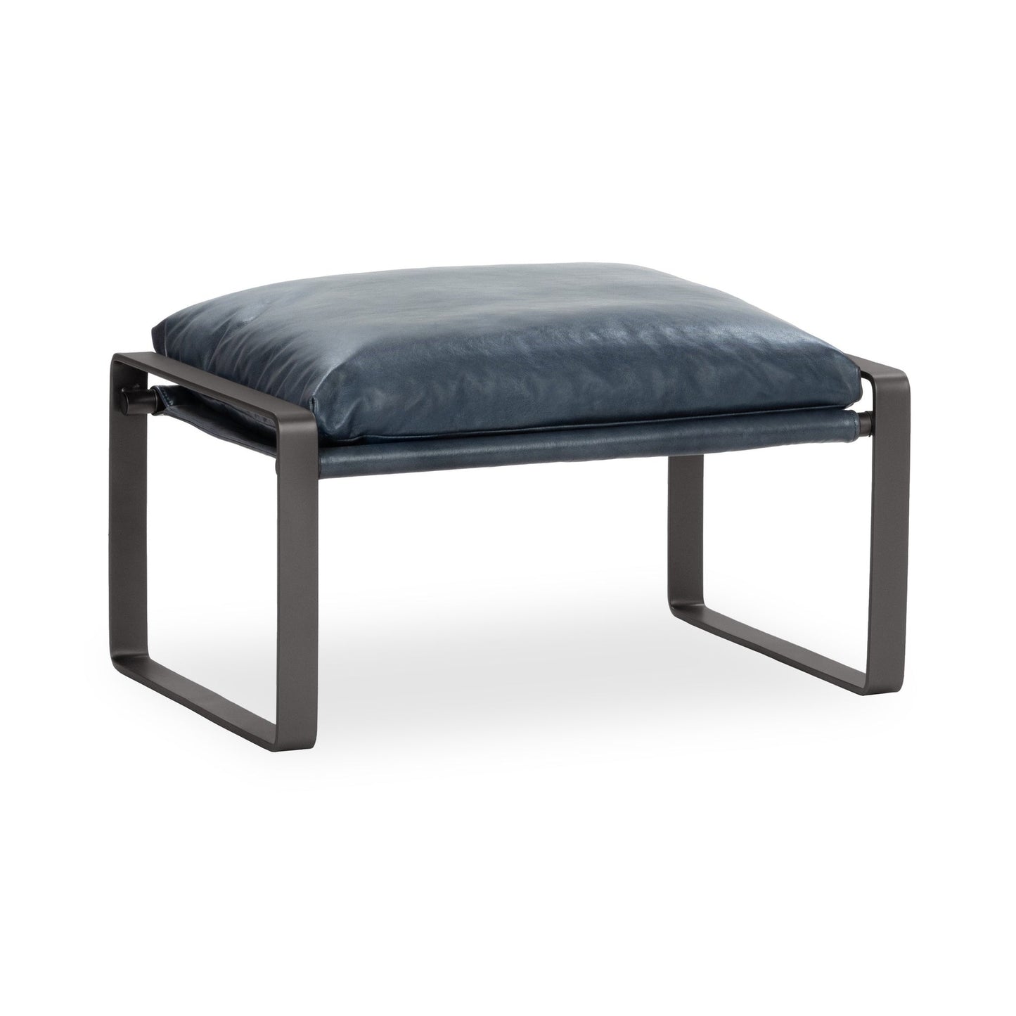 Ocean Blue Top Grain Leather Ottomans & Stool Morgan Stool Collection