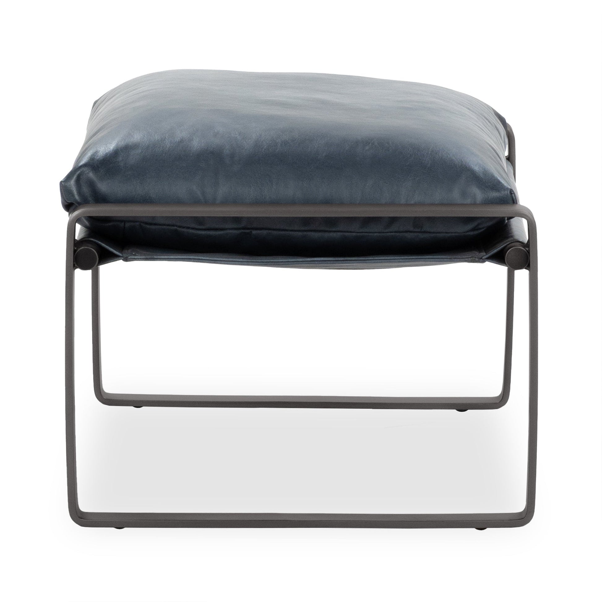 Ocean Blue Top Grain Leather Ottomans & Stool Morgan Stool Collection
