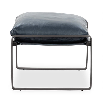 Ocean Blue Top Grain Leather Ottomans & Stool Morgan Stool Collection