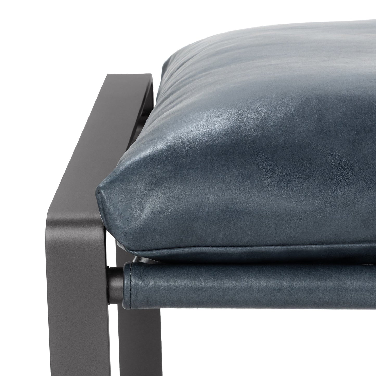 Ocean Blue Top Grain Leather Ottomans & Stool Morgan Stool Collection