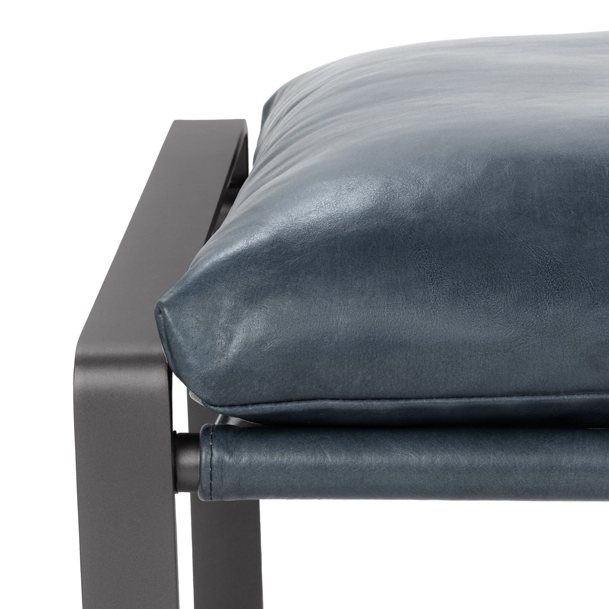 Ocean Blue Top Grain Leather Ottomans & Stool Morgan Stool Collection
