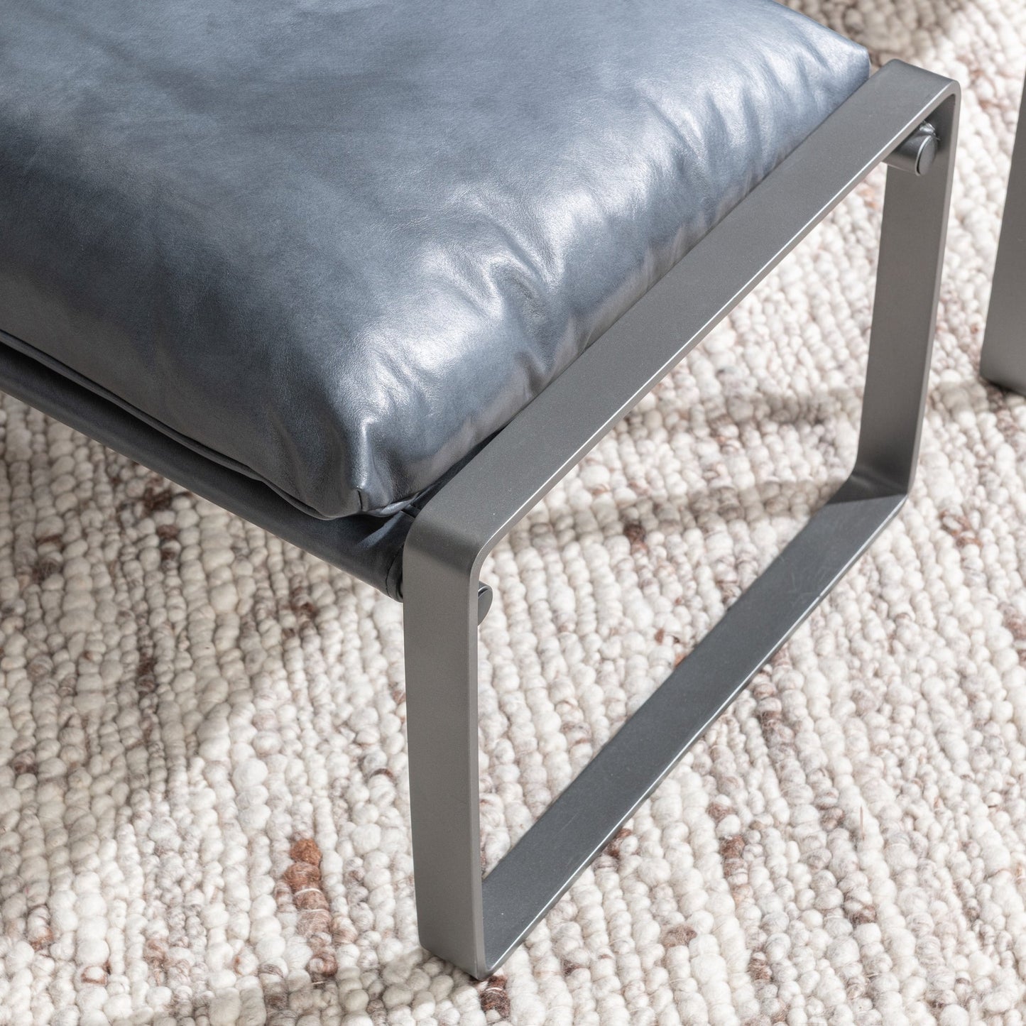 Ocean Blue Top Grain Leather Ottomans & Stool Morgan Stool Collection
