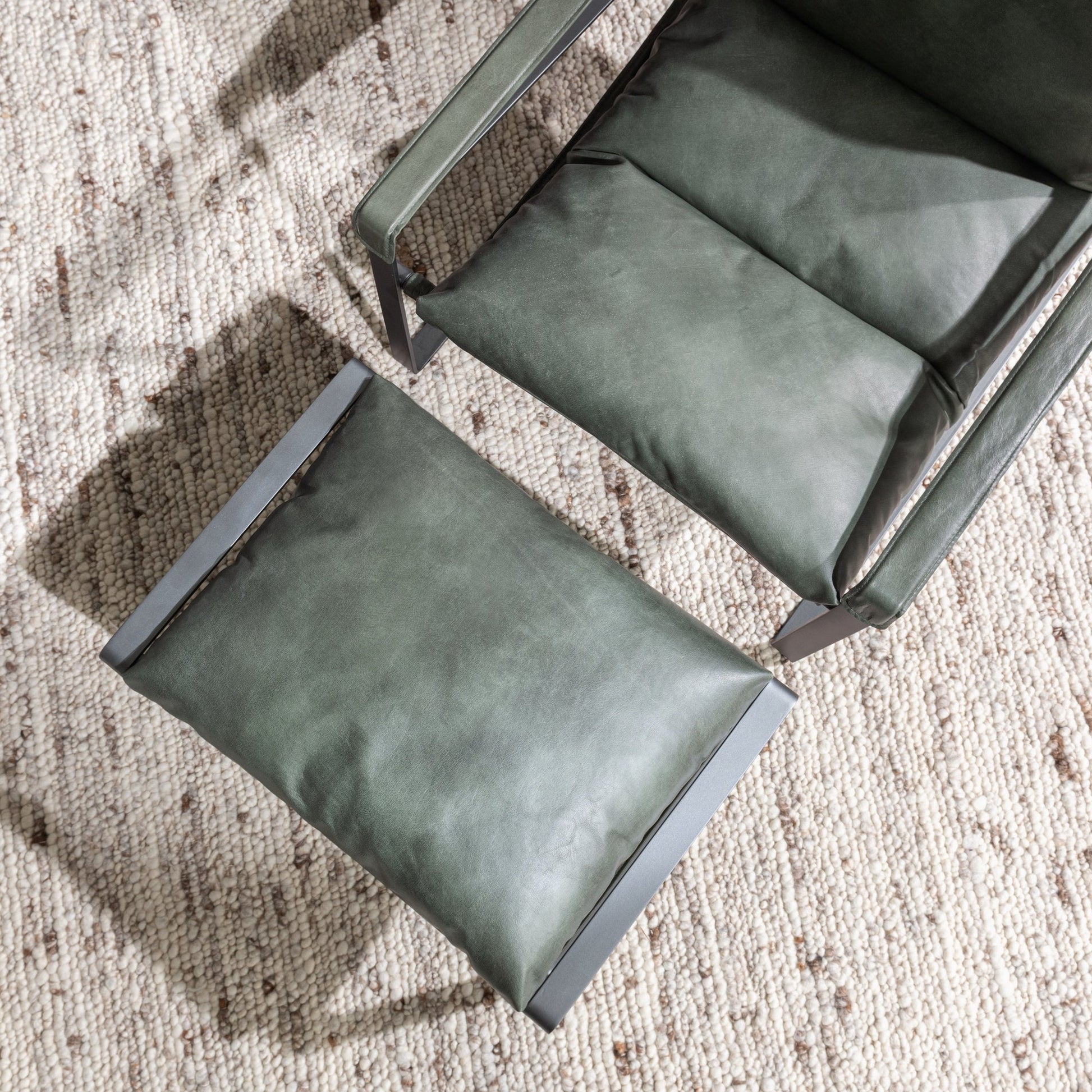 Forest Green Top Grain Leather Ottomans & Stool Morgan Stool Collection