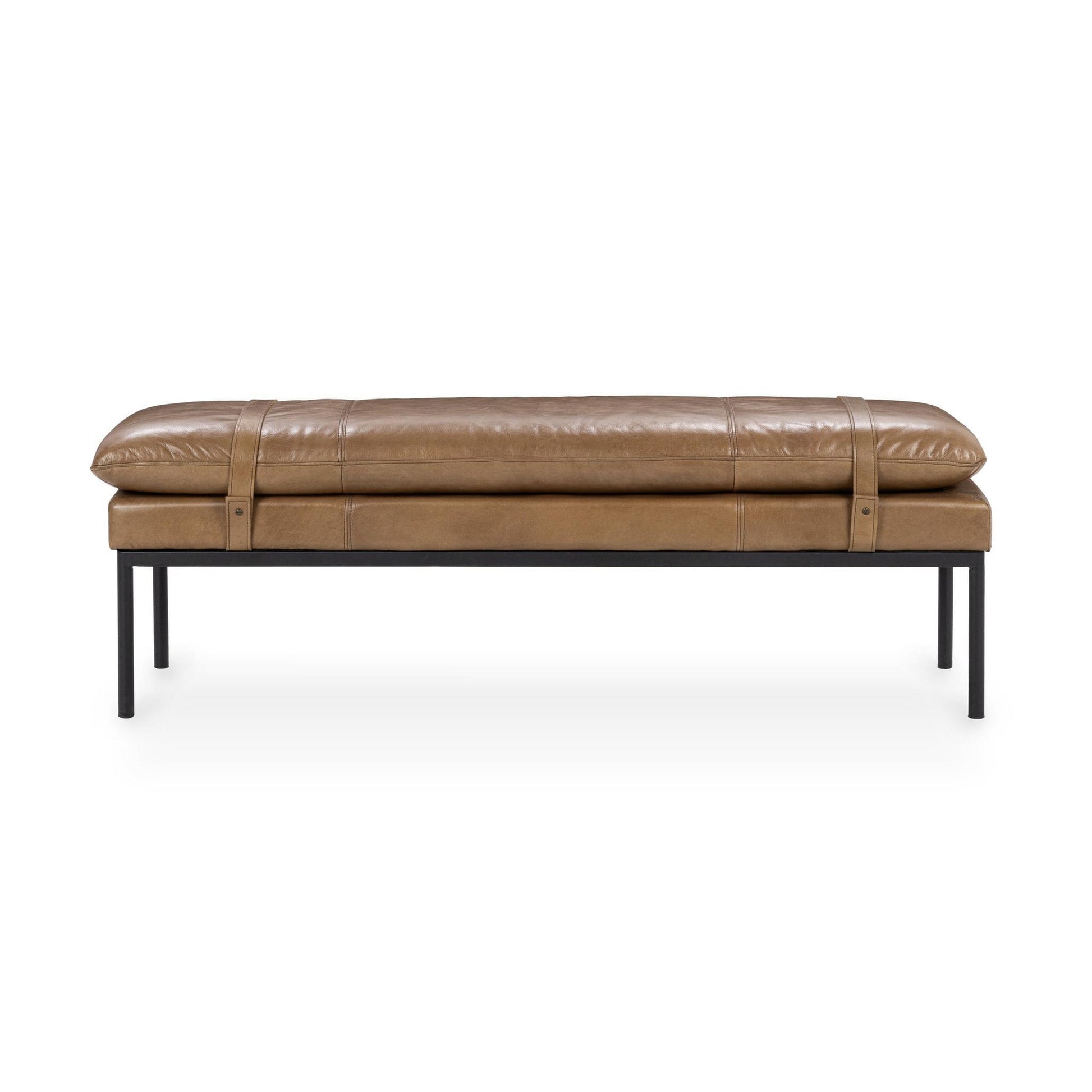 Tan Top Grain Leather Accent Benche Celiah Accent Bench Collection
