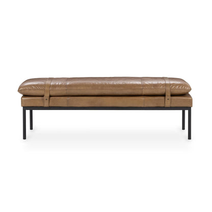 Tan Top Grain Leather Accent Benche Celiah Accent Bench Collection