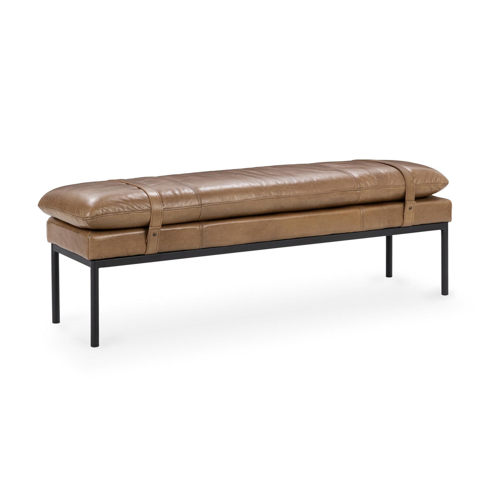 Tan Top Grain Leather Accent Benche Celiah Accent Bench Collection