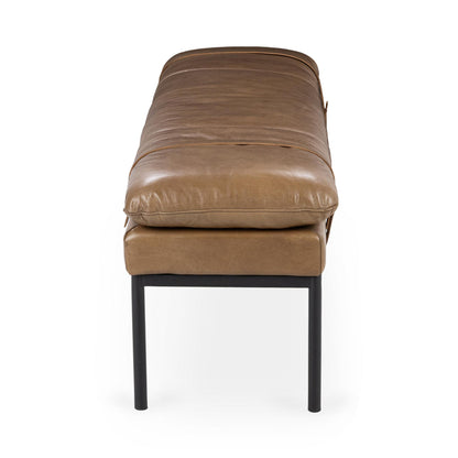 Tan Top Grain Leather Accent Benche Celiah Accent Bench Collection