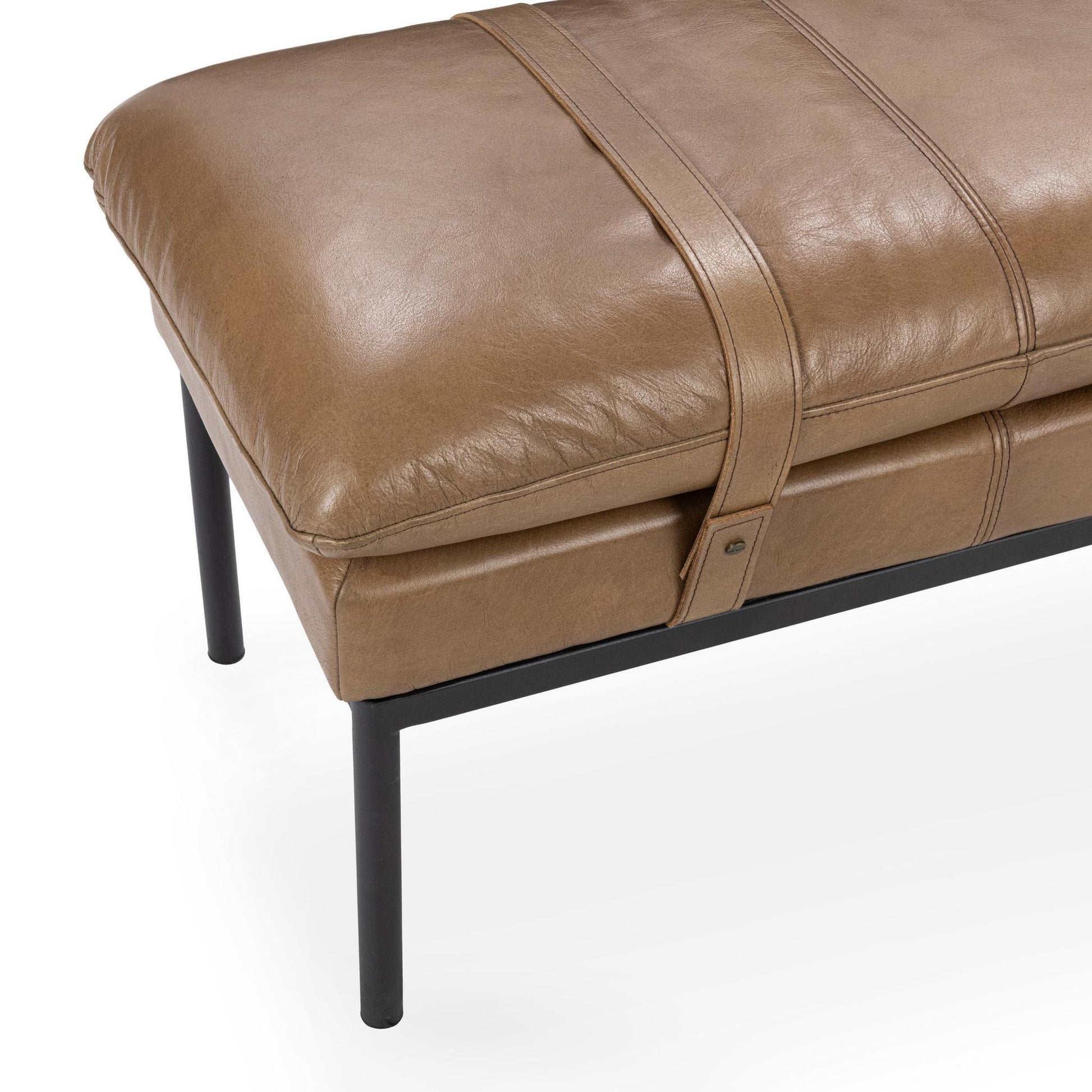 Tan Top Grain Leather Accent Benche Celiah Accent Bench Collection
