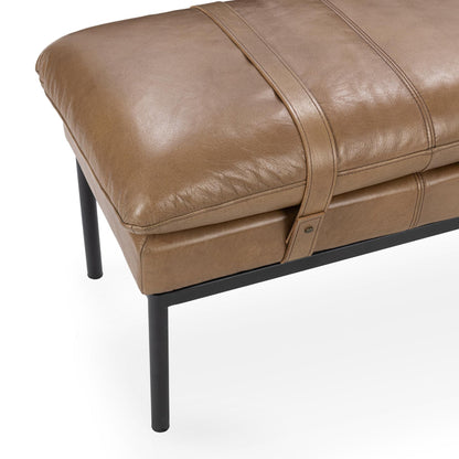 Tan Top Grain Leather Accent Benche Celiah Accent Bench Collection