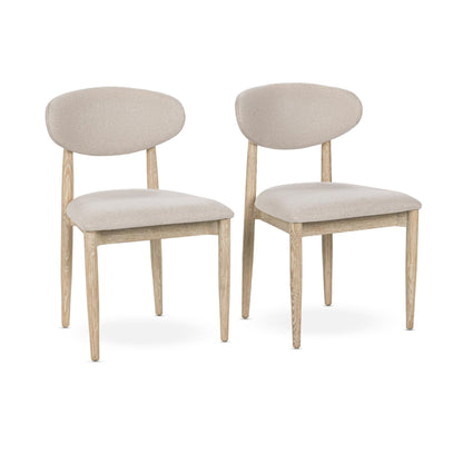 Cream Washed Oak Wood Dining Chair Tiber Dining Chair Set of 2 Collection