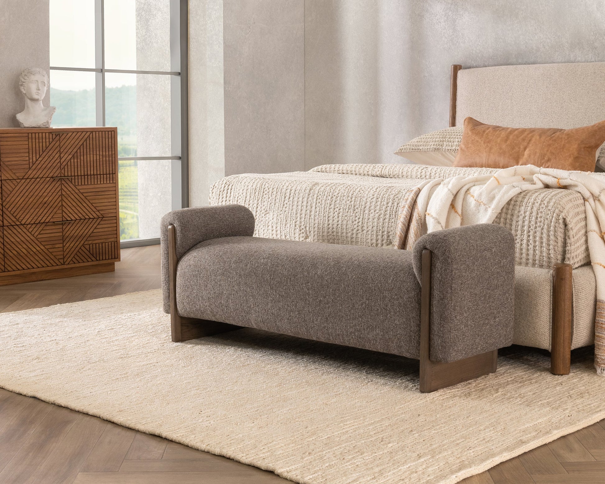 Bronzed Cocoa 100% Polyester Accent Benche Sierra Accent Bench Collection