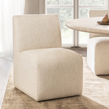 Beige Vanilla 100% Polyester Dining Chair Brighton Dining Chair with Casters Collection