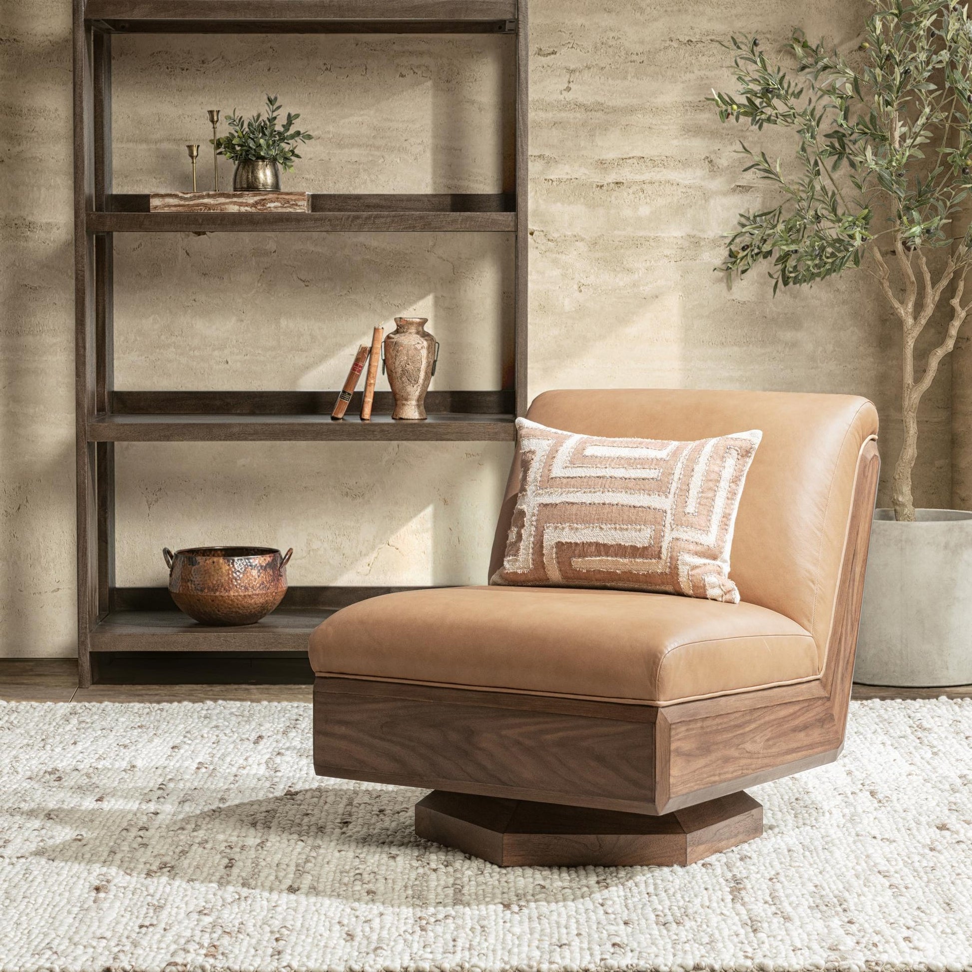 Tan Top Grain Leather Accent Chair Myla Swivel Chair Collection